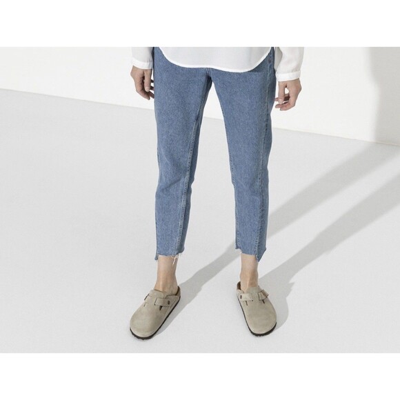 Birkenstock Boston Clogs Shoes Unisex Taupe Suede Casual Size EU 39 US 8 New - Picture 2 of 8